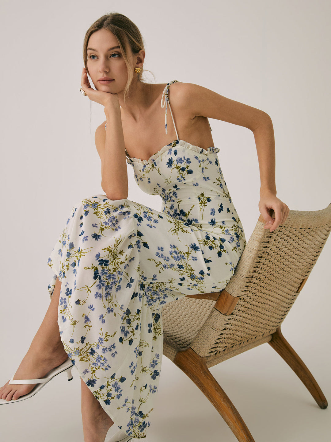 Rüschen Blumenmuster Cami Langes Kleid