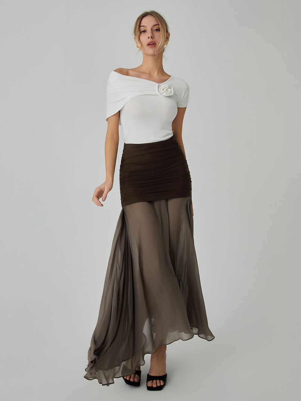 Netz Chiffon Sheer Panel Maxirock