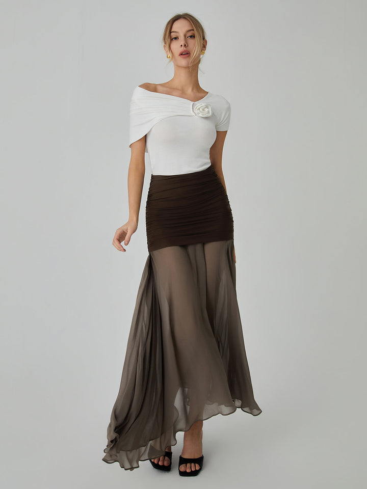 Netz Chiffon Sheer Panel Maxirock