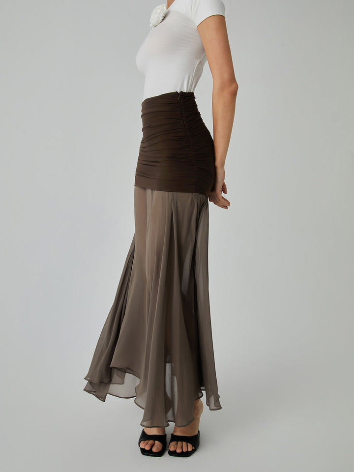 Netz Chiffon Sheer Panel Maxirock