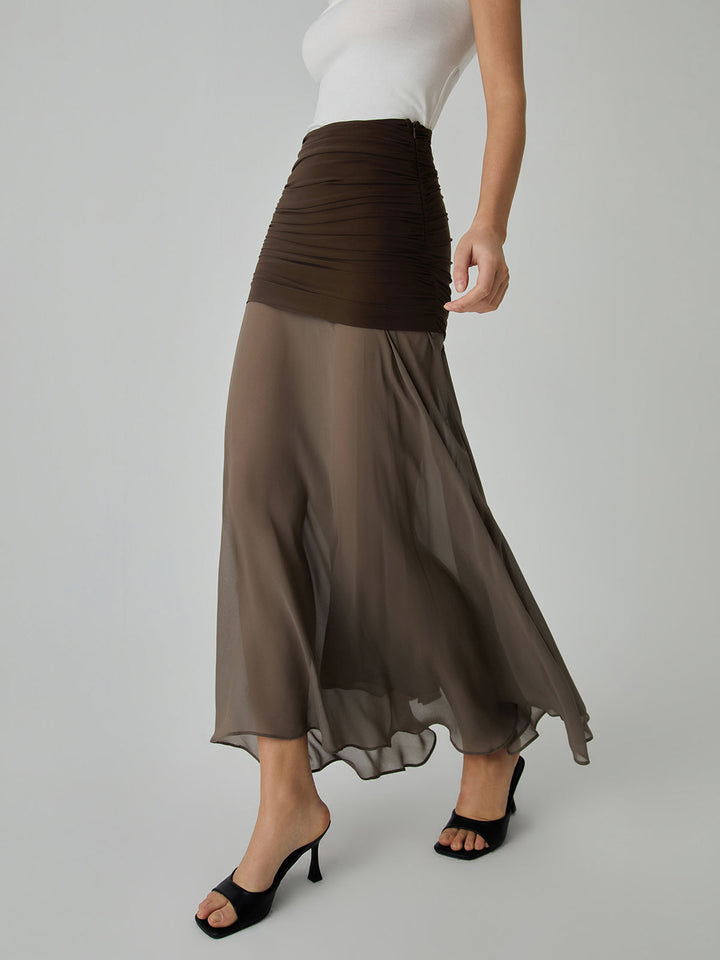 Netz Chiffon Sheer Panel Maxirock