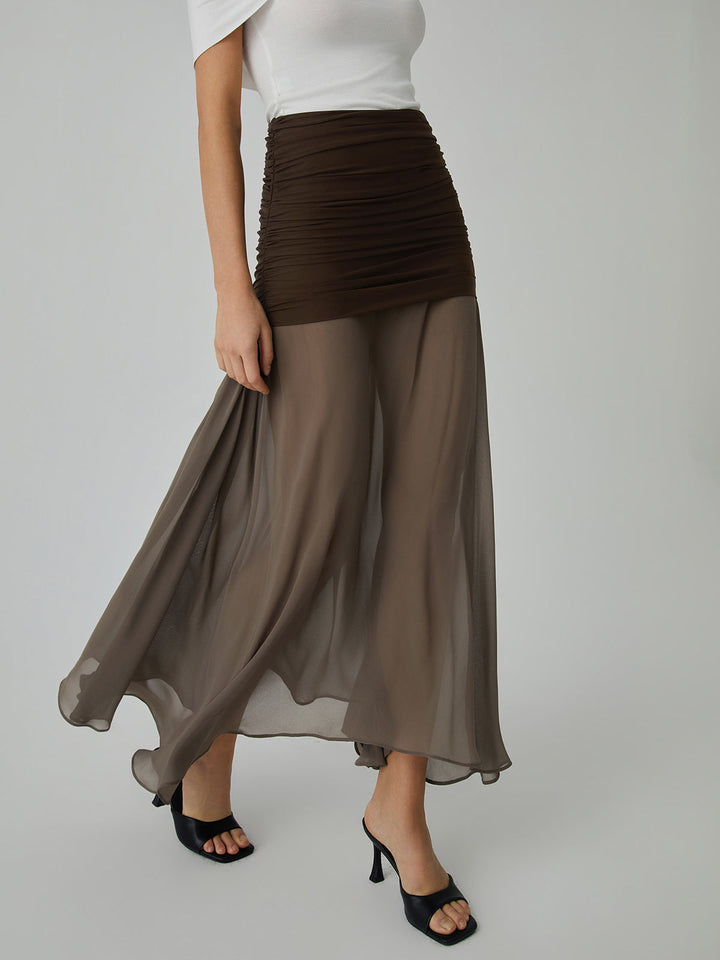 Netz Chiffon Sheer Panel Maxirock