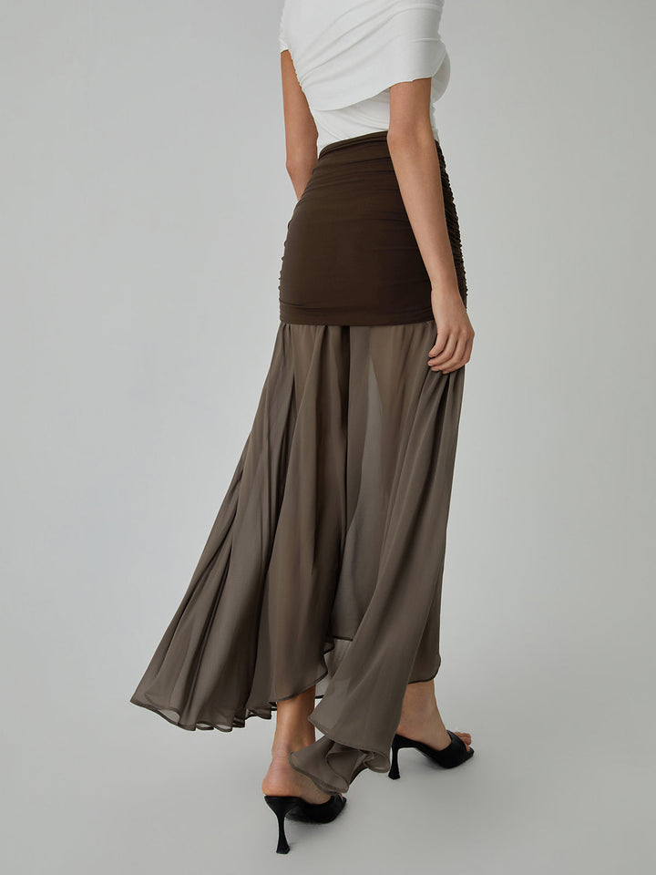 Netz Chiffon Sheer Panel Maxirock