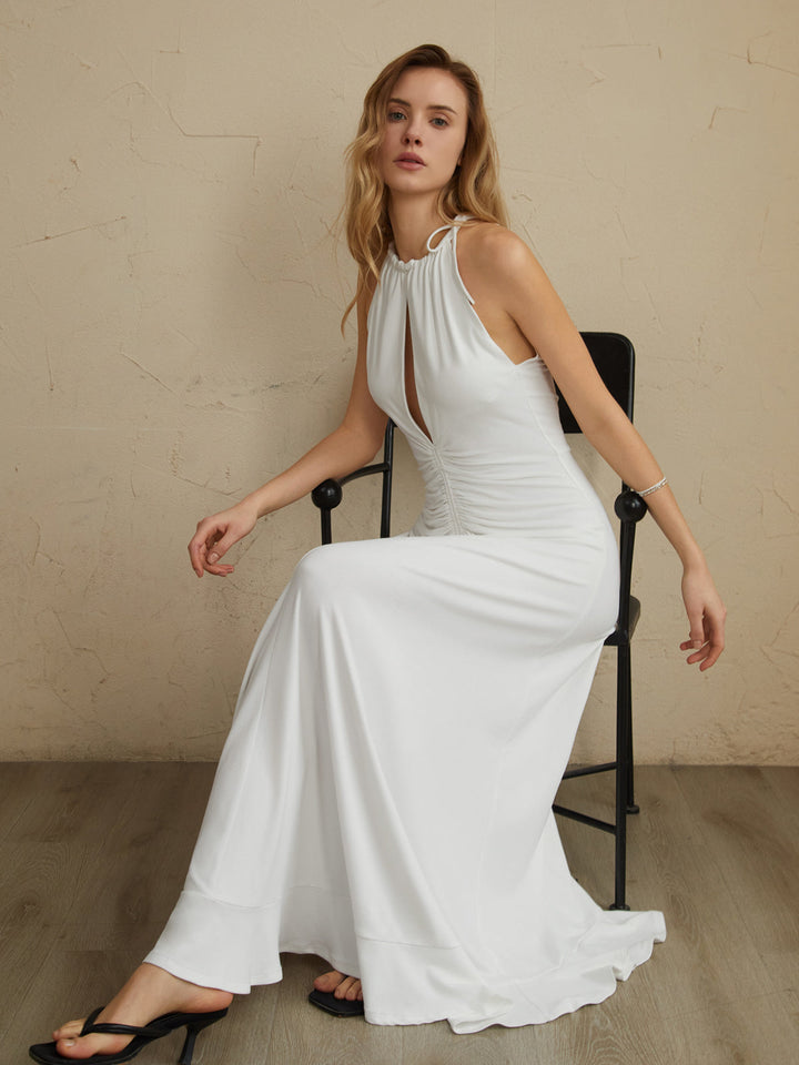 Spitzen-Schleifen-Kleid mit Neckholder
