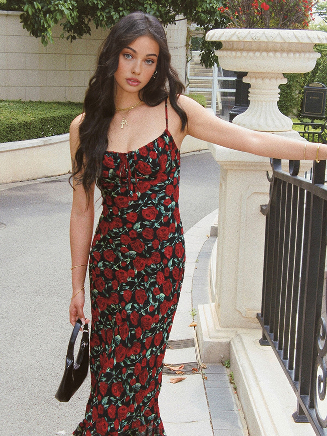 Bulgarische Rosen Blumen Cami Langes Kleid