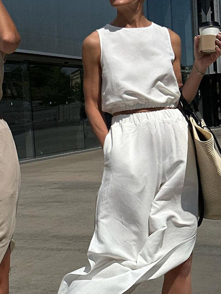 Minimalismus Einfarbig Split Hosen Set