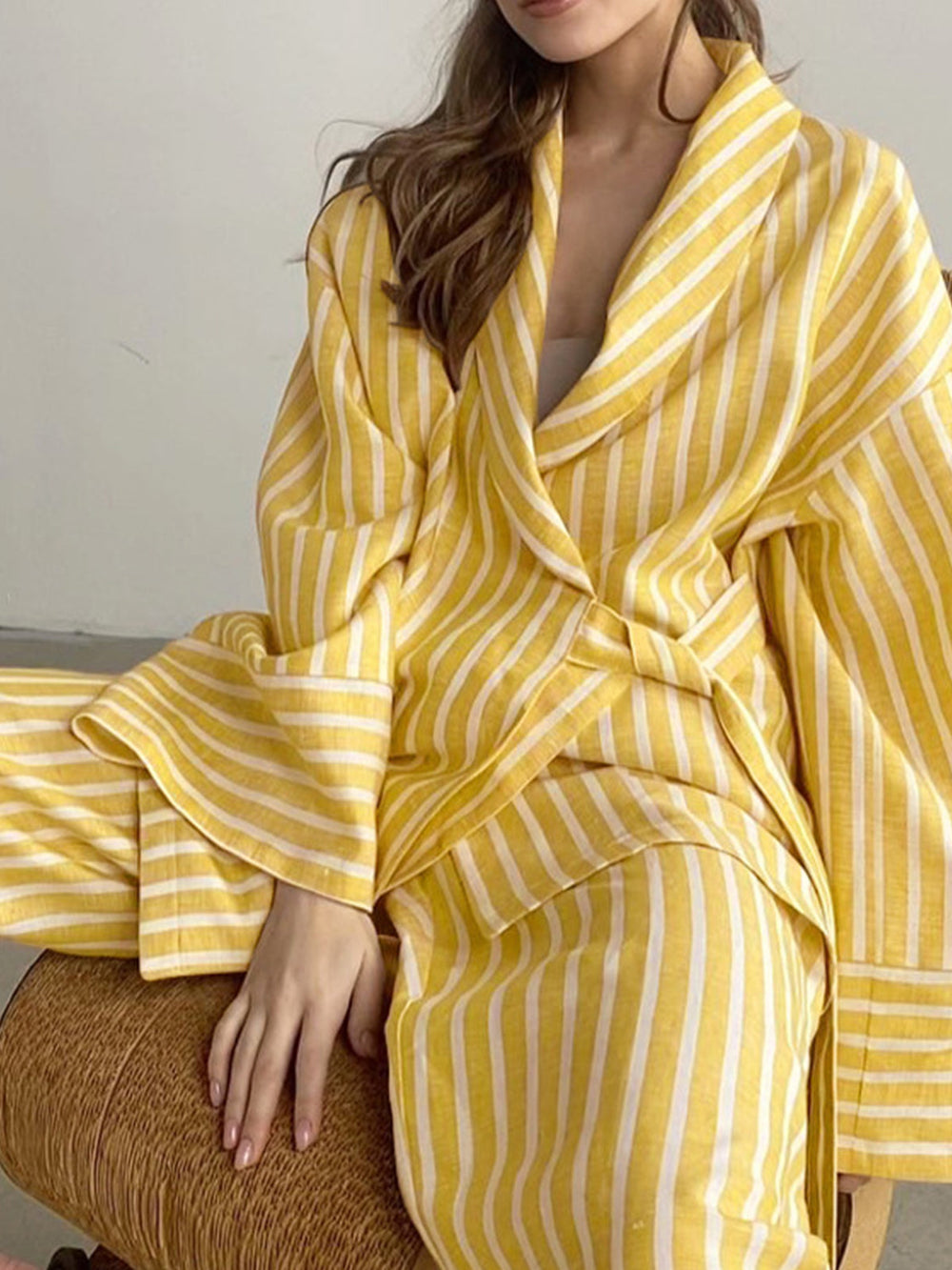 Oversized Geknotete Gestreifte Hosen Set