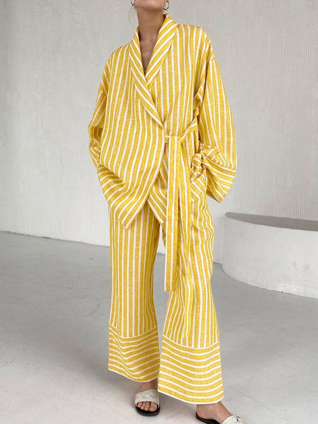 Oversized Geknotete Gestreifte Hosen Set