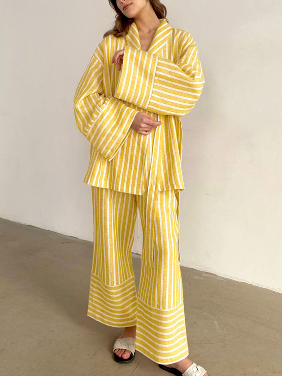 Oversized Geknotete Gestreifte Hosen Set