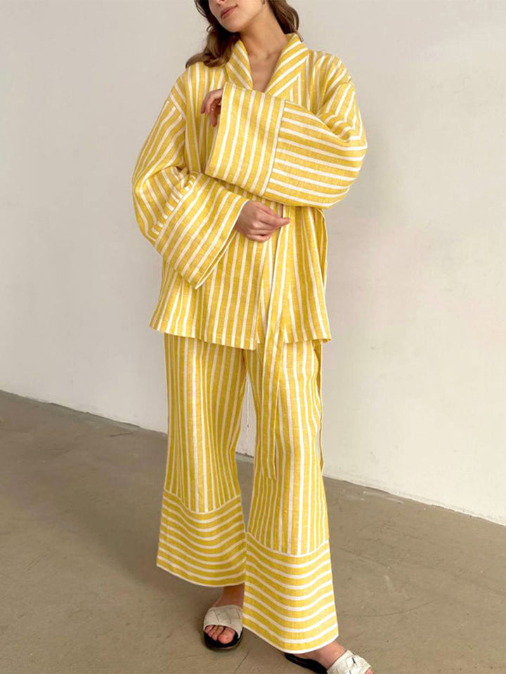 Oversized Geknotete Gestreifte Hosen Set