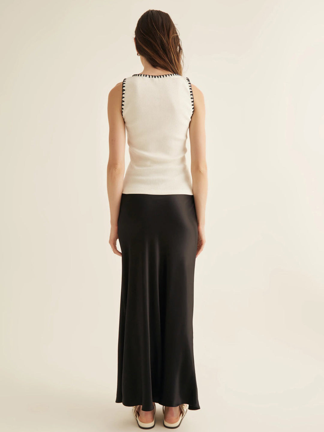 Minimalismus Kontrastbesatz Pullover Weste