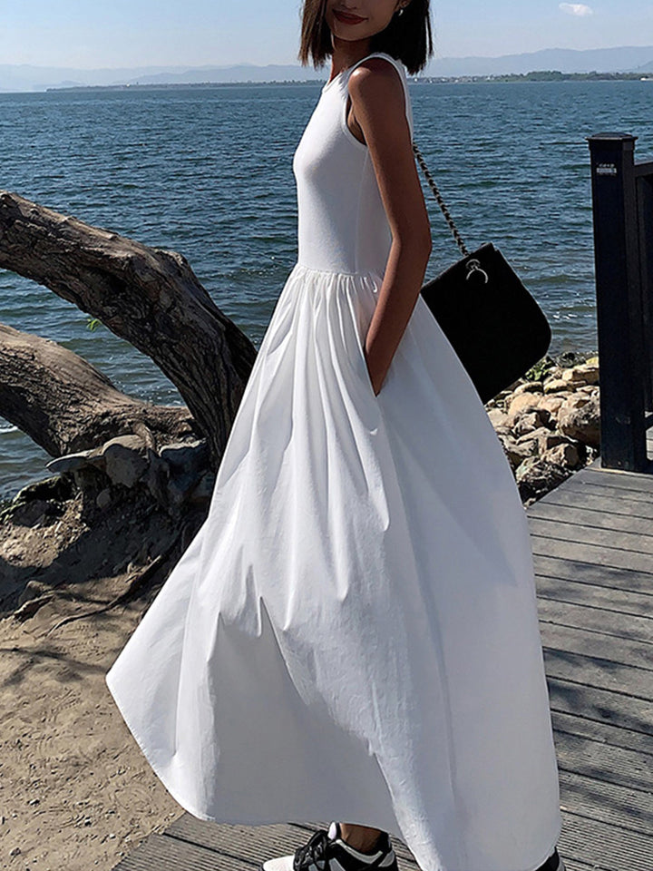 Freizeit Rundhals Kleid mit langen Ärmeln