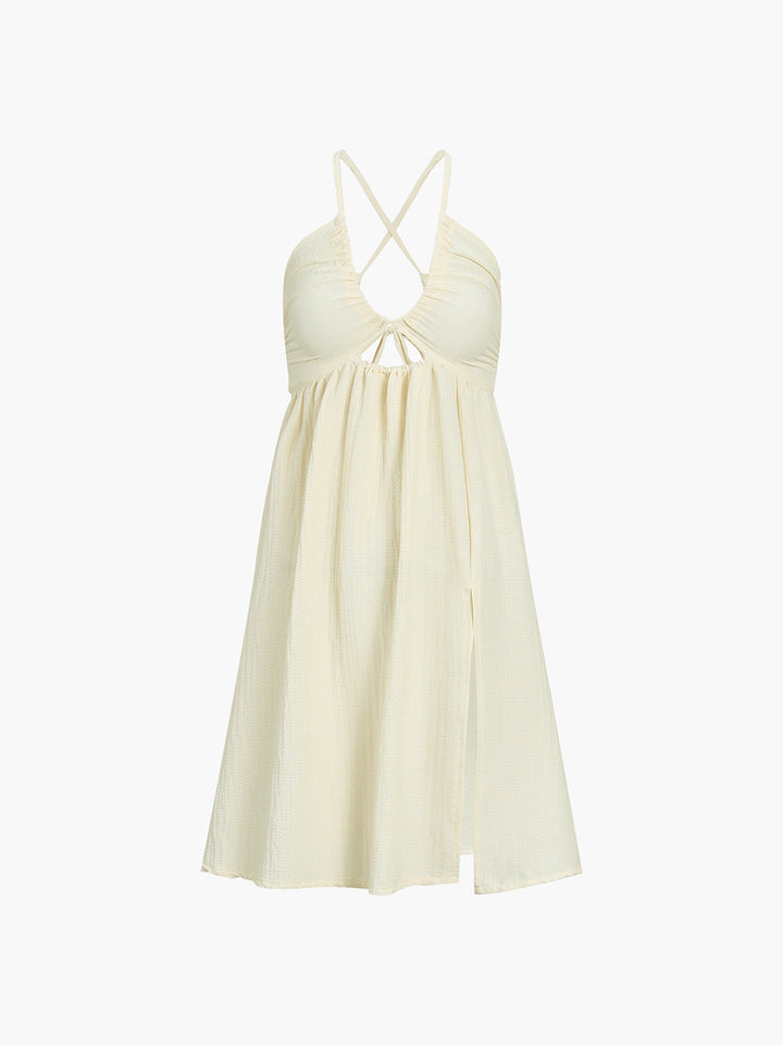 Rückenfreies Criss Cross Midikleid mit Schlitz