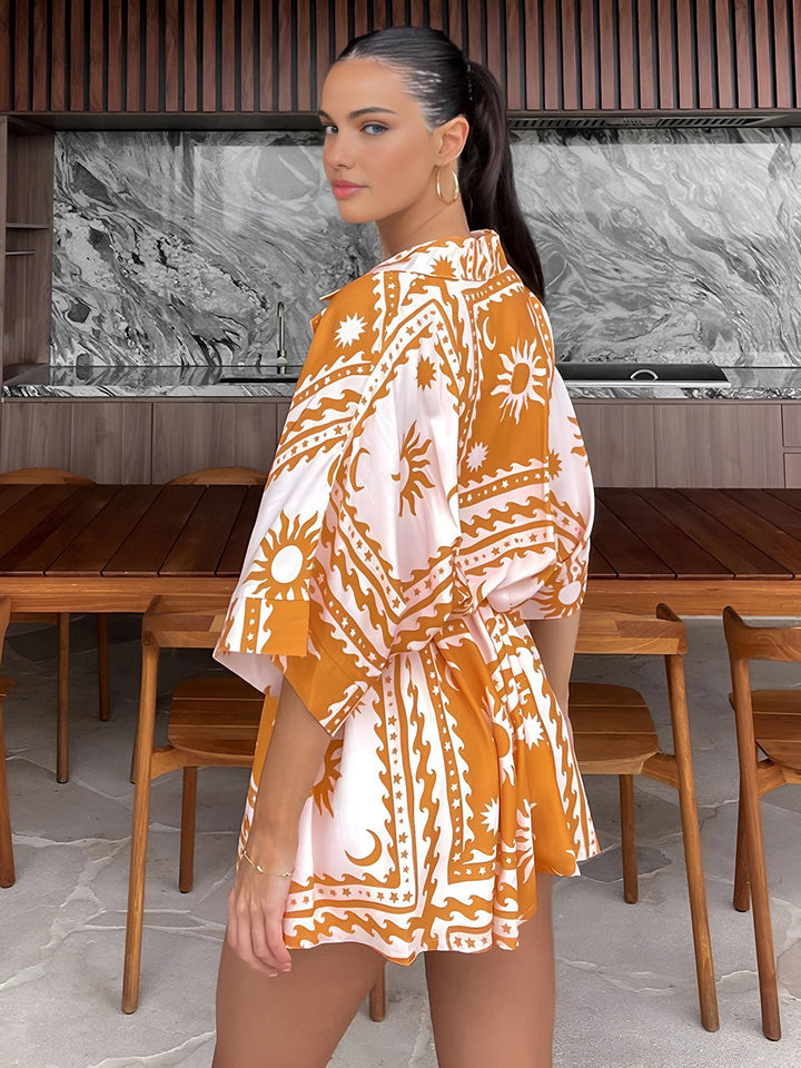 Boho-Sonnen- und Mondmuster-Jumpsuit