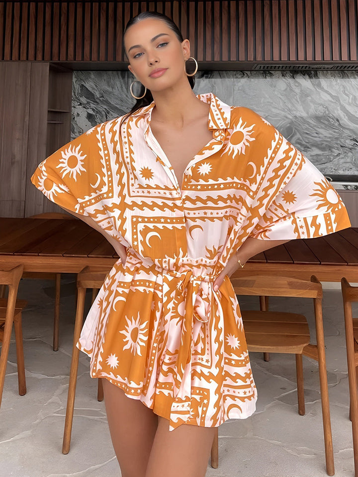 Boho-Sonnen- und Mondmuster-Jumpsuit