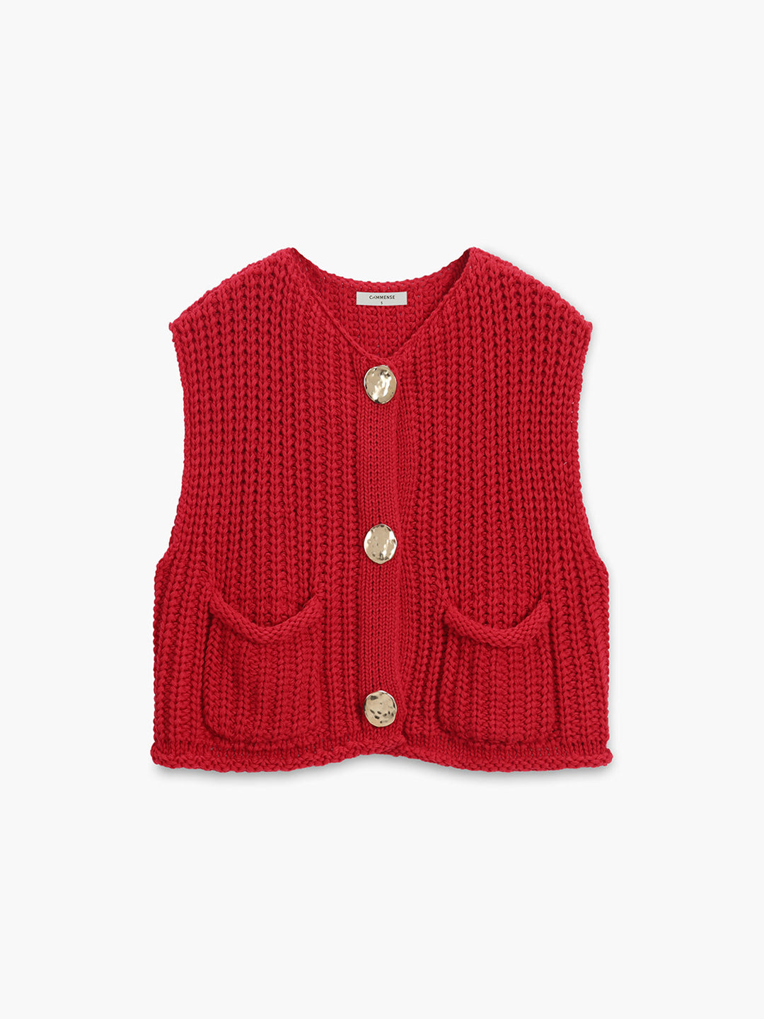 Häkel-Strickweste mit Knopfleiste
