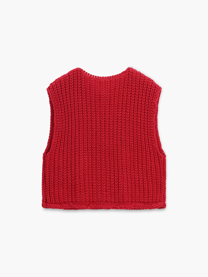 Häkel-Strickweste mit Knopfleiste