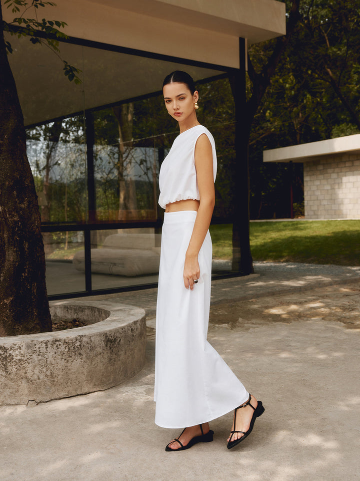 Baumwoll & Leinen One-Shoulder-Oberteil