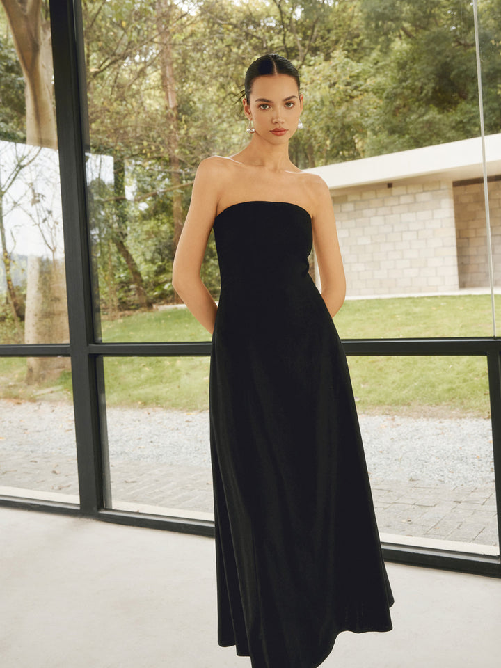 Leinenmischungen Basic Taschen Röhrenkleid Lang
