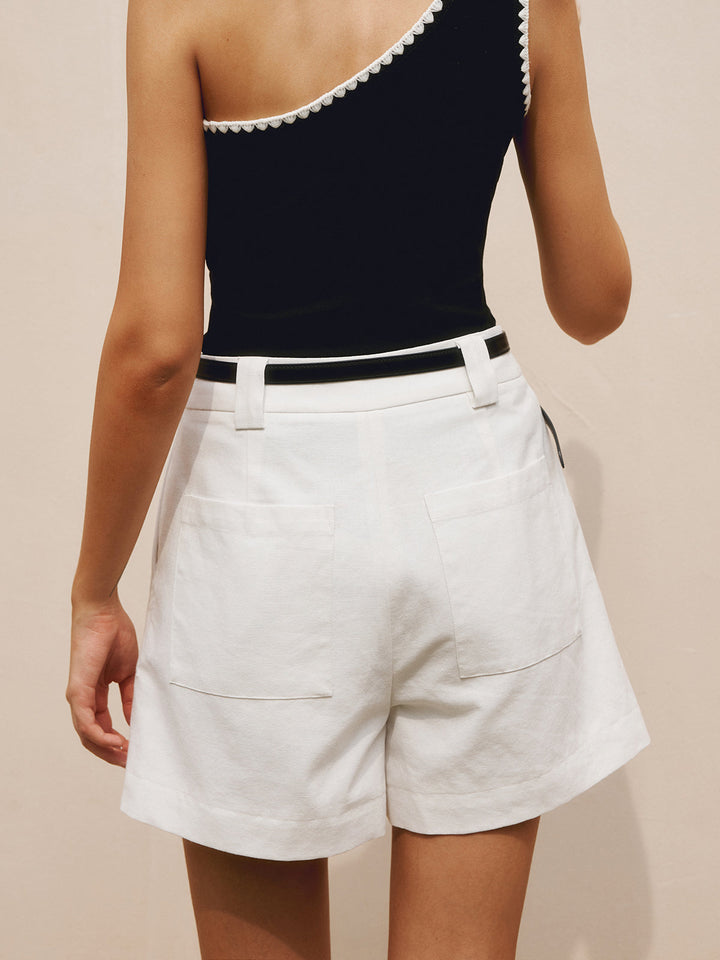 Baumwoll- & Leinen-Shorts für Damen ohne Gürtel