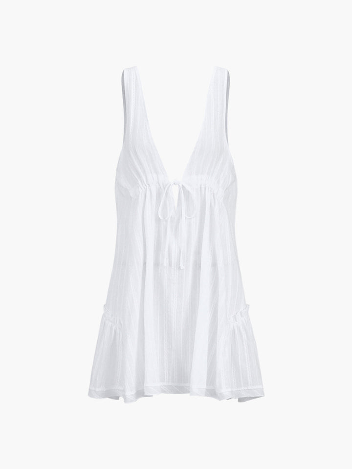 Reines Baumwollkleid mit offenem Rücken und kurzem Schnitt