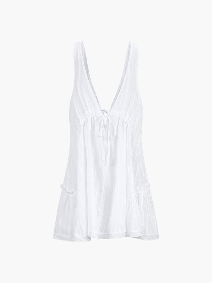 Reines Baumwollkleid mit offenem Rücken und kurzem Schnitt