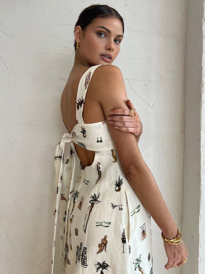 Geblümtes Maxikleid mit Knoten
