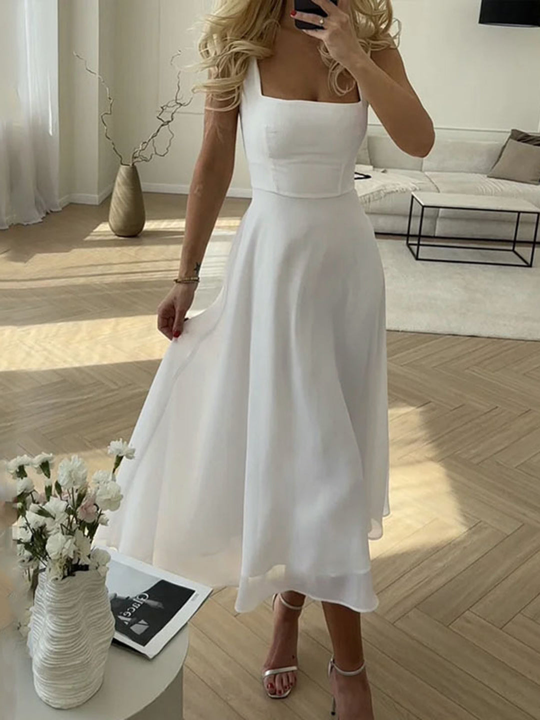 Halbdurchsichtiges Cami-Maxikleid