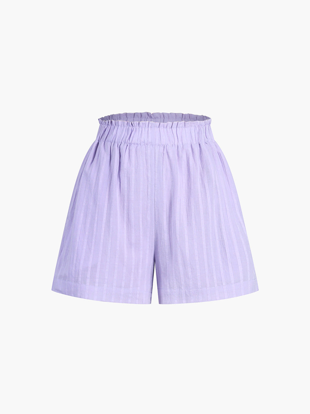 Rein Baumwolle Nadelstreifen Langarm-Shorts-Set