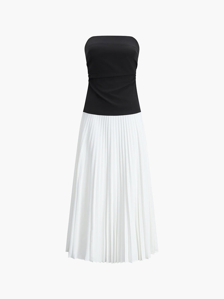 Ärmelloses Falten-Maxikleid