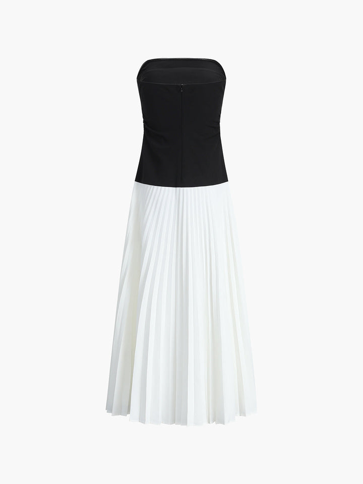 Ärmelloses Falten-Maxikleid