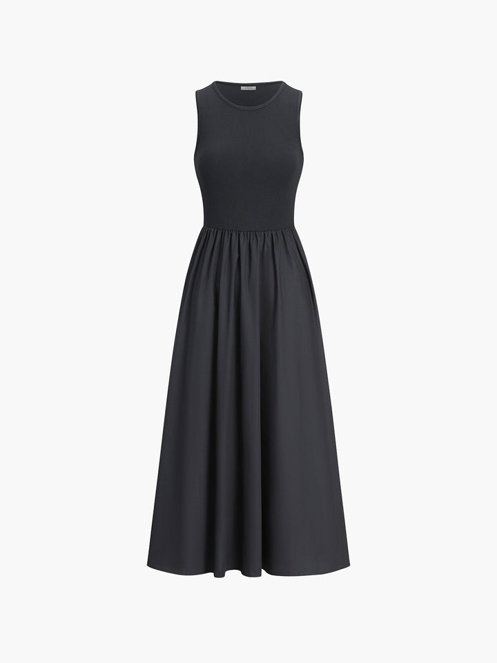 Freizeit Rundhals Kleid mit langen Ärmeln