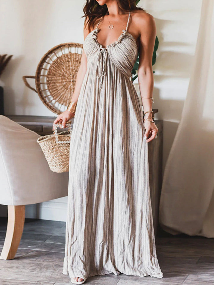 Rückenfreies U-Neck Neckholder-Langarmkleid