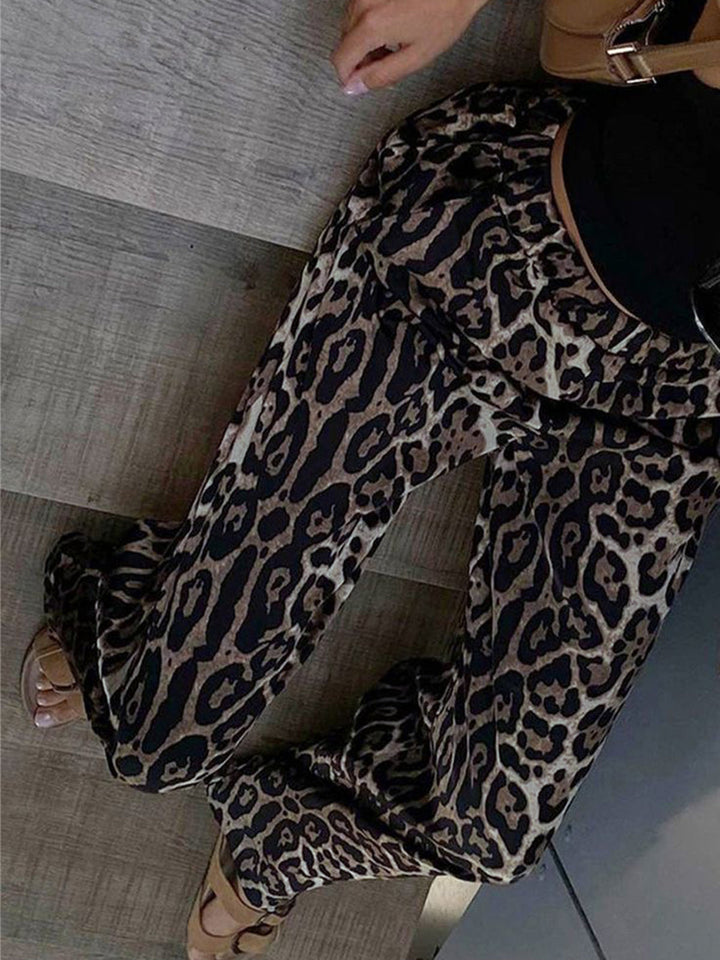 Leopardenmuster Hose mit weitem Bein