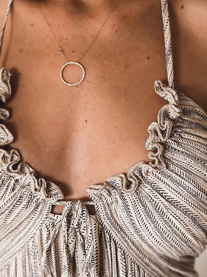 Rückenfreies U-Neck Neckholder-Langarmkleid