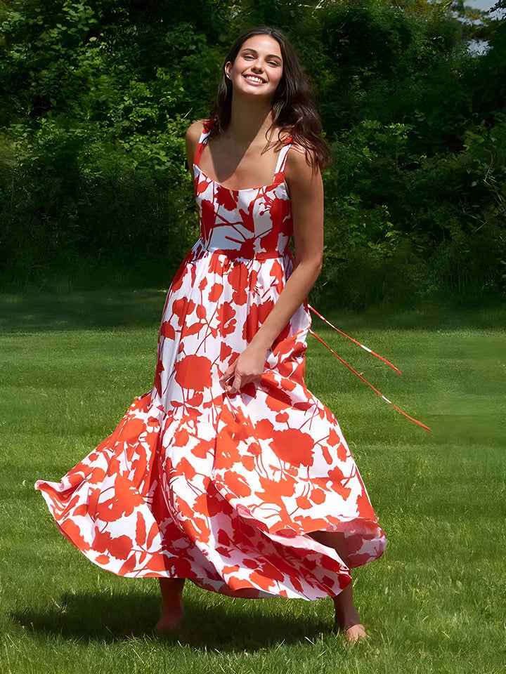 Blühend im Sommer Blumenmuster Cami Maxikleid