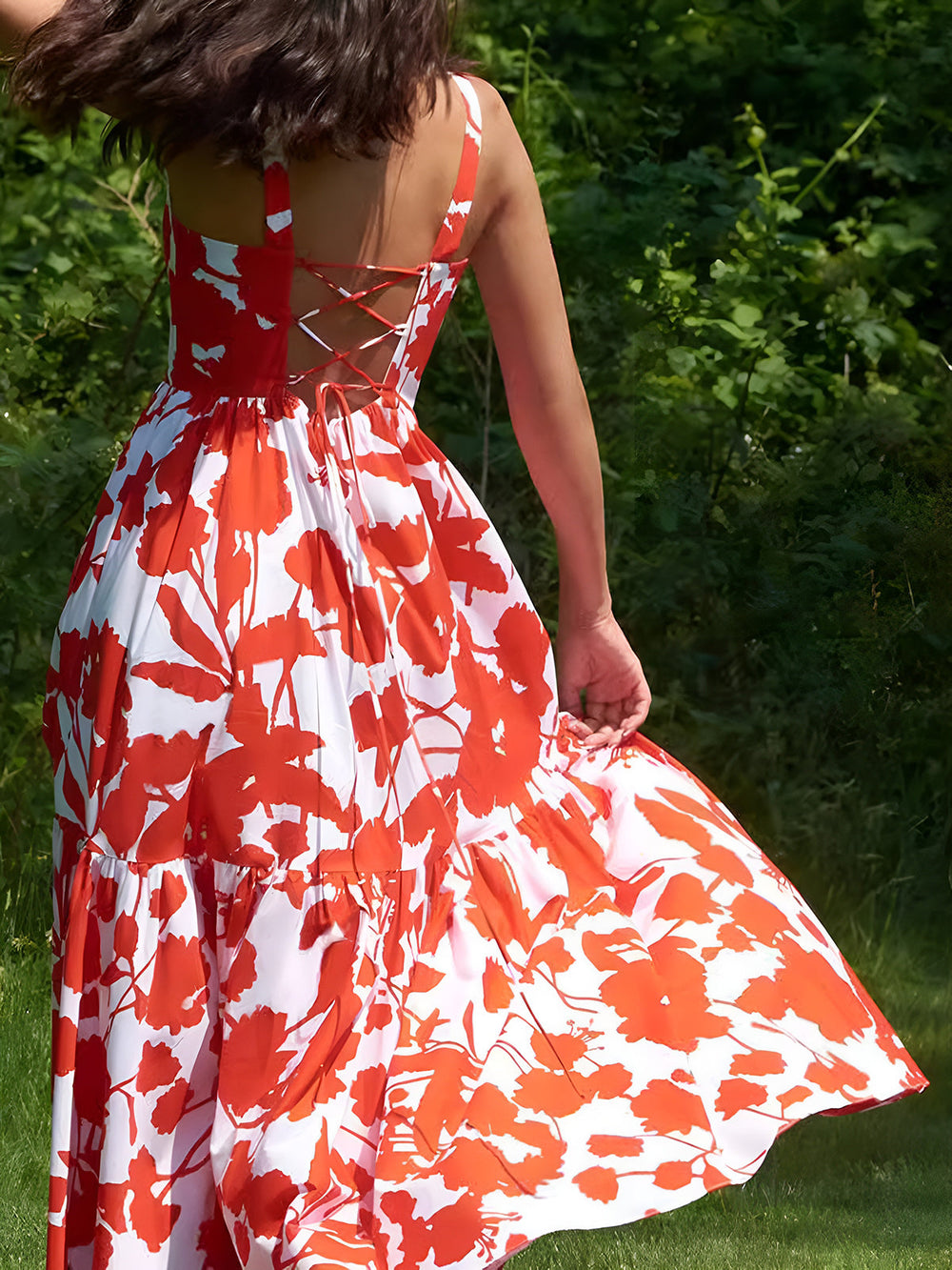 Blühend im Sommer Blumenmuster Cami Maxikleid