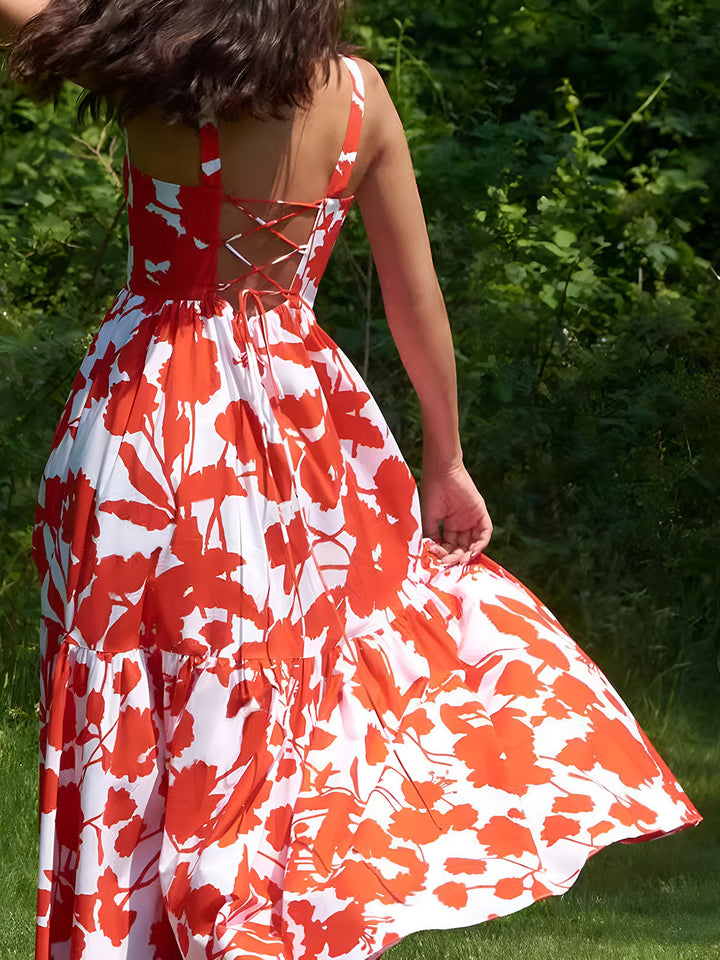 Blühend im Sommer Blumenmuster Cami Maxikleid