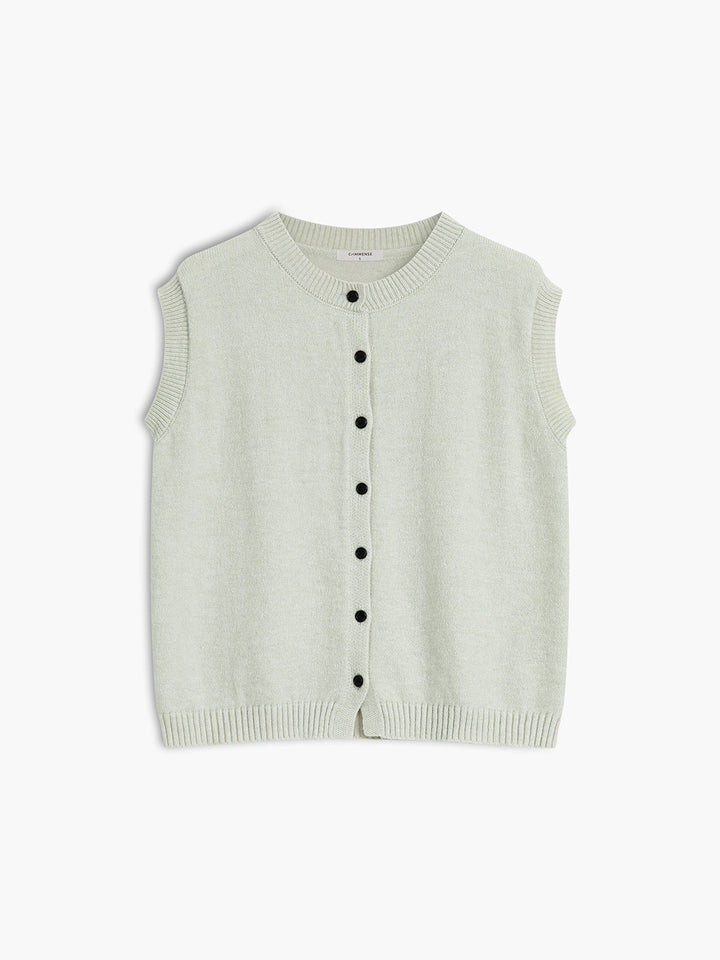 Legerer Pullover-Weste mit Knopfleiste