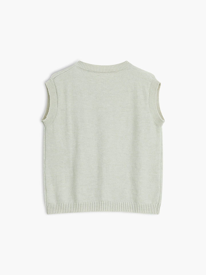 Legerer Pullover-Weste mit Knopfleiste