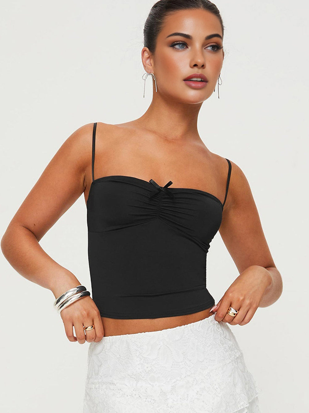 Verstellbare Träger Mini Schleife Deko Cami Top