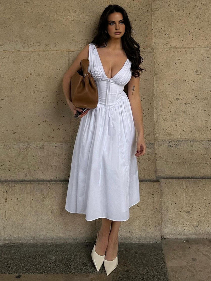 Schlichtes ärmelloses Midikleid