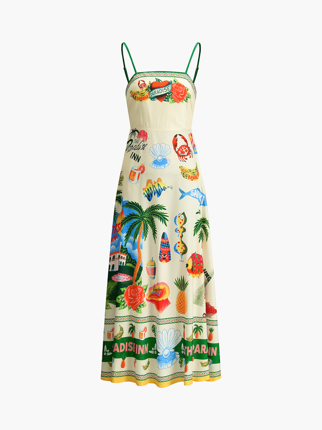 Paradise Print Sommer Cami Maxikleid