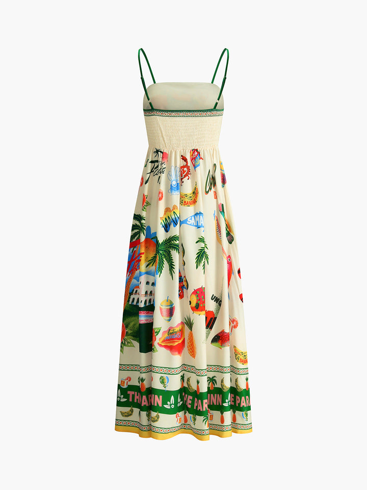 Paradise Print Sommer Cami Maxikleid