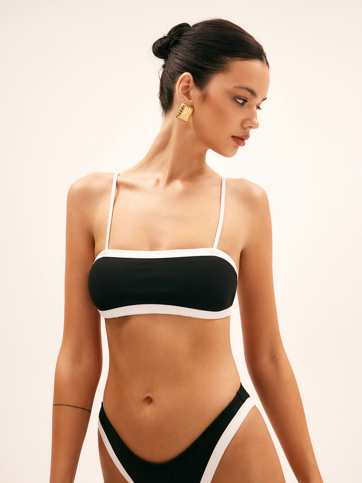 Kontrastbesetztes Bikini-Set