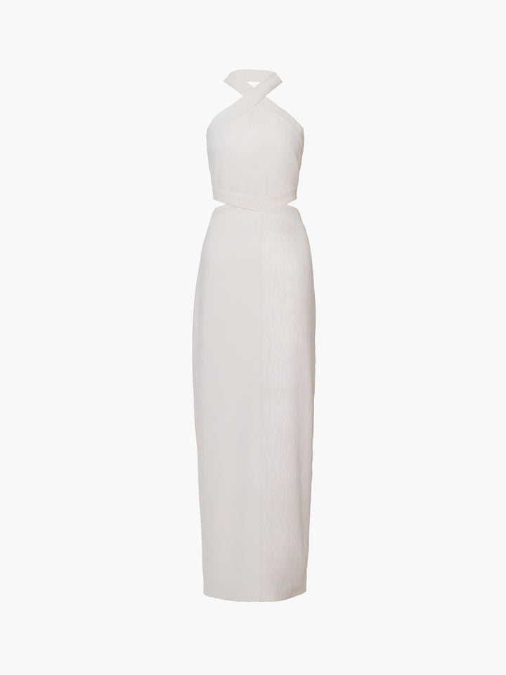 Crisscross Cutout Halter Split Strick-Strick-Langes Kleid