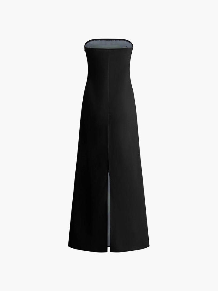 Großes Langarm-Kleid mit Blumenmuster und geteiltem Ausschnitt