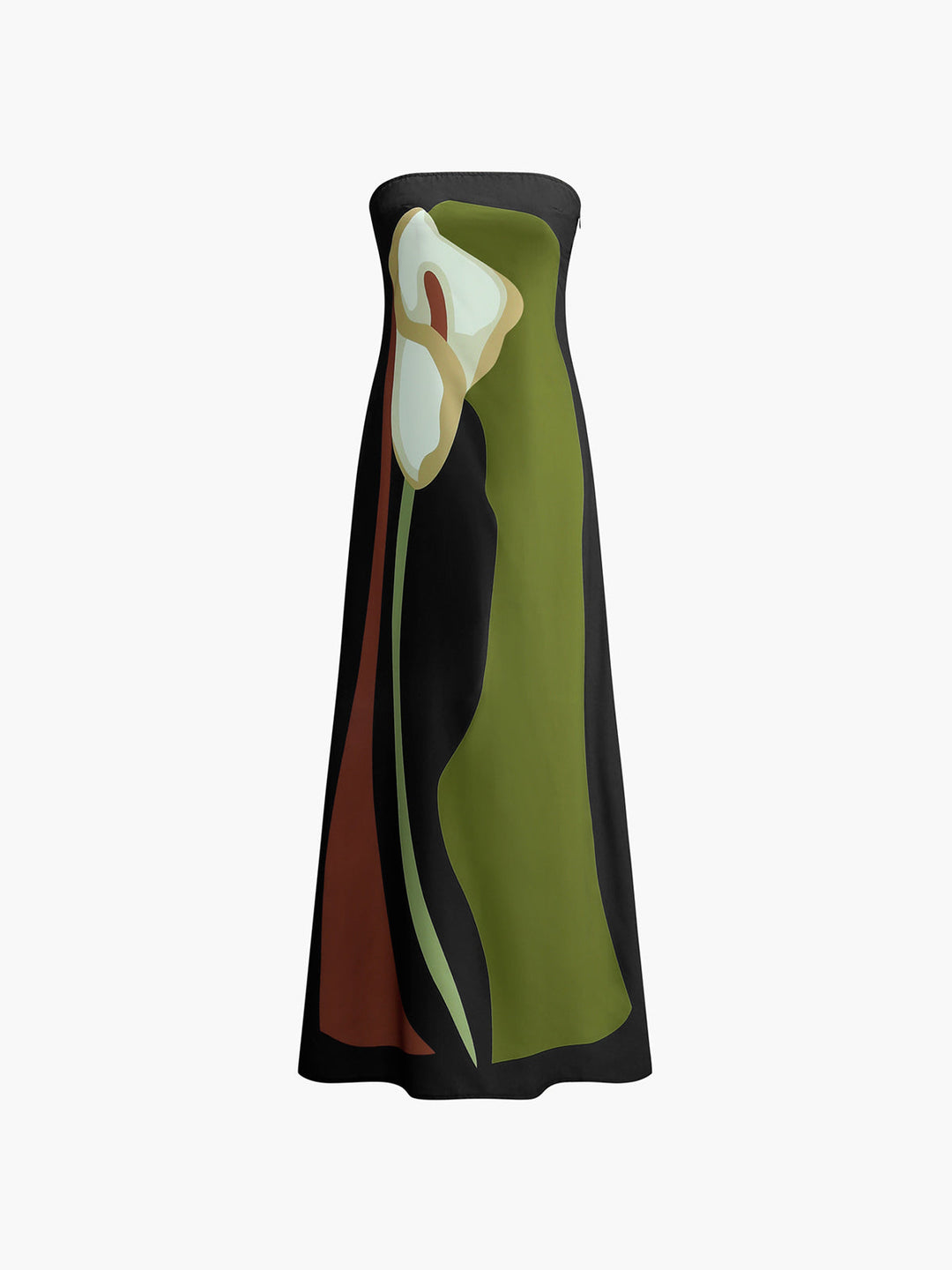 Großes Langarm-Kleid mit Blumenmuster und geteiltem Ausschnitt