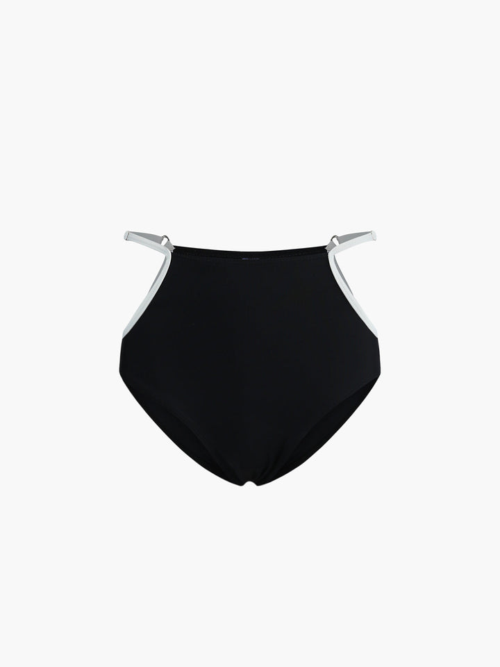 Kontrastbesatz-Bikini-Set mit Ausschnitt