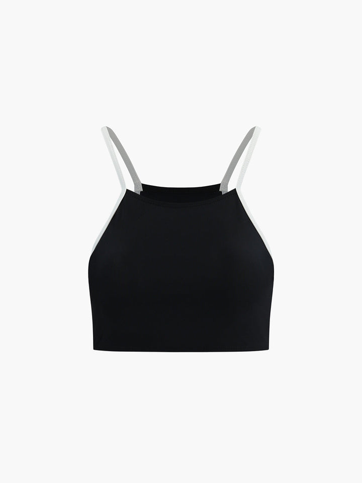 Kontrastbesatz-Bikini-Set mit Ausschnitt